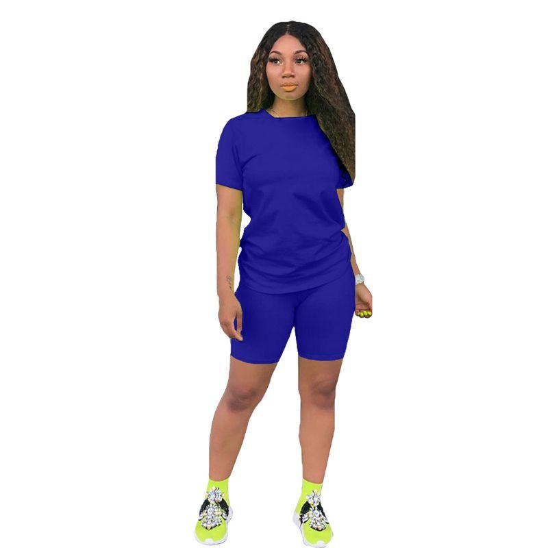 Solid Color Round Neck Neck T-shirt Shorts Set Pure Color Crew Neck T-shirt Shorts Set