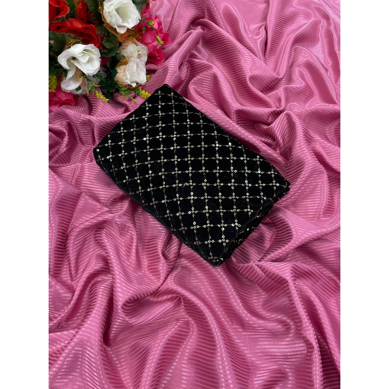 

Soft Silk Saree with velvet sequence blouse