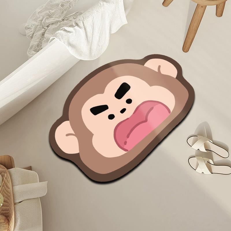 Cartoon Animal Doormat - Diatomaceous Earth Entrance Mat, Quick-Dry Absorbent Floor Mat For Bathroom, Durable And Non-Slip For Home Entryway