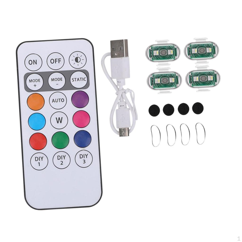 4Pcs LED Aircraft Strobe Lights Emergency Warning for Motorcycle