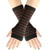 Thin Cosplay Party Cartoon Knitted Fingerless Gloves Half Finger Elasticity Gloves Stripes Mittens