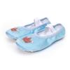 Scarpe da ballo in raso per bambini, con ricamo di corona e design a zampa di gatto.