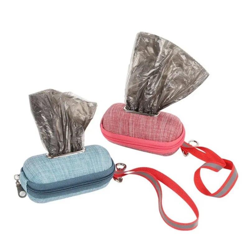 Portable Pet Dog Poop Bag Dispenser Pick-Up Bags Holder With Rope Cleaning Waste Garbage Bag Organizer
