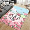 Cartoon Bear with Heart and Pink Roses Pastel Color Carpet Decor Suitable for Use As an Anti-slip for Living Room Bedroom Sofas