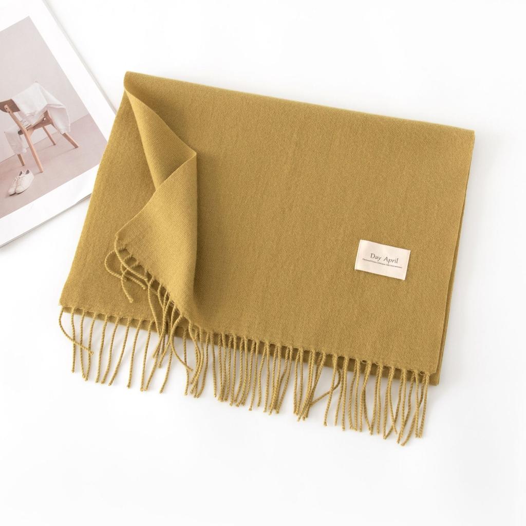 Cashmere Feel Solid Color Scarf for Women Imitation Cashmere Autumn and Winter Atmosphere Korean Style Versatile Mid Length Shawl Scarf