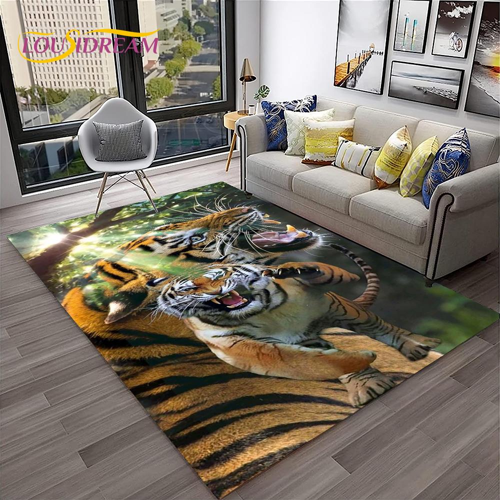 3D Cartoon Dream Tiger Animal Beast Carpet Rug for Home Living Room Bedroom Sofa Doormat Decor,Child Area Rug Non-slip Floor Mat
