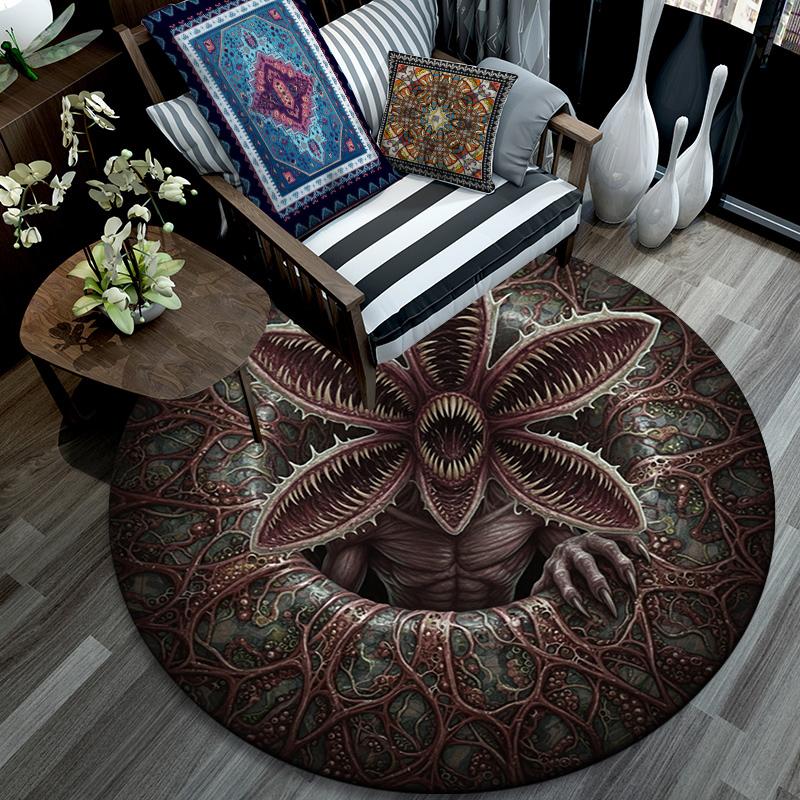 Cartoon Print Round Area Rug,Carpet Rug for Living Room Bedroom Sofa Playroom Decor,Non-slip Floor Mat