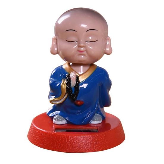 Energie solară Flip Flap Pot leagăn jucărie desen animat călugăr Figurină Ornament pentru mașină Decor