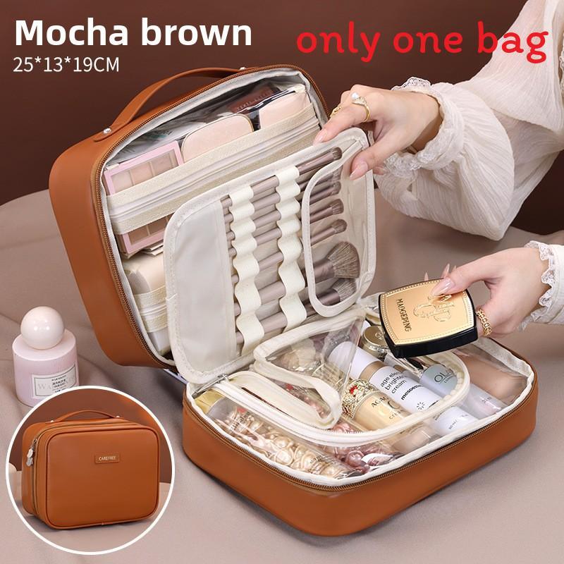 Pu Makeup Organizer With Multiple Compartments Waterproof Storage For Daily Use