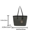 Fashion M Letter Print Tote Bag PU Letter Pendant Large Capacity Handbag Water Resistant Shoulder Bag for Commuting Shopping