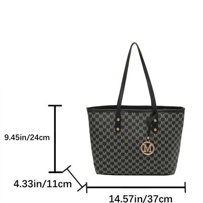 Modische M-Buchstaben-Print-Tragetasche PU-Buchstaben-Anhänger Große Kapazität Handtasche Wasserabweisend Umhängetasche für Pendeln Einkaufen