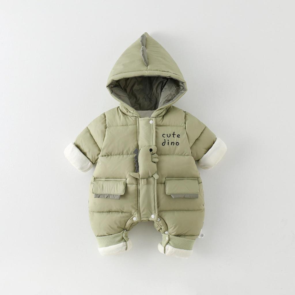 Thick Cotton Baby Jumpsuit - Warm Fleece Cartoon Winter Outfit for Boys & Girls