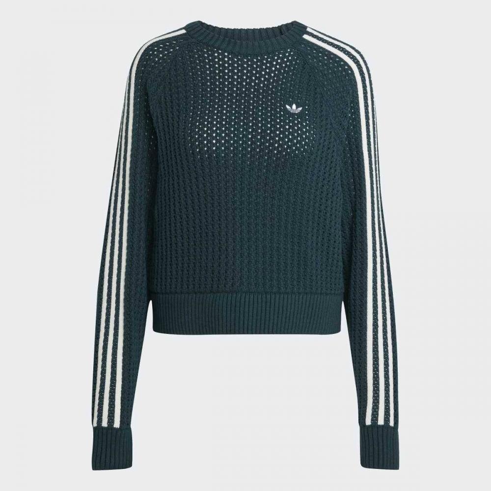 adidas Women S Adicolor Knitted Crew SweatShirt Green  Jx5247 