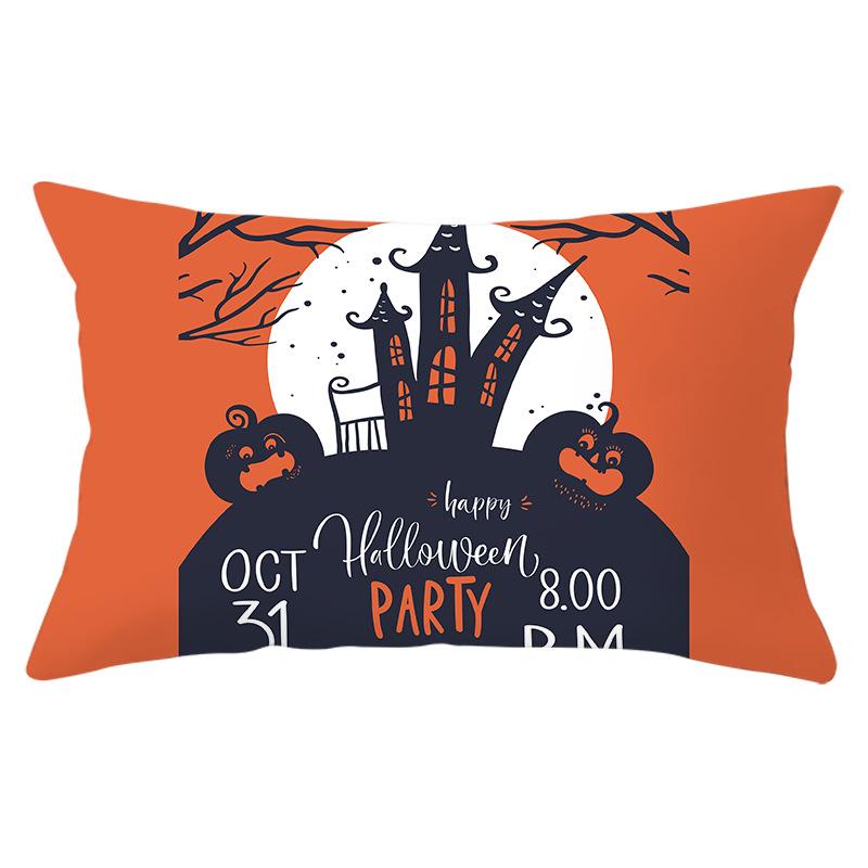 Halloween Orange Series Peach Skin Waist Pillow Cover New Rectangular Sofa Cushion Cover
