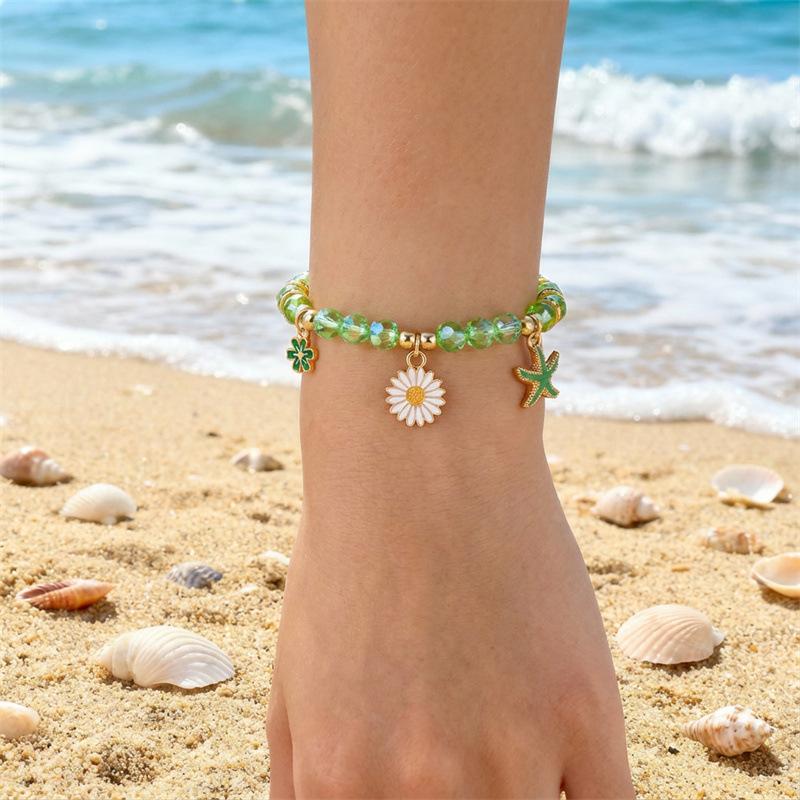 Sunflower Bead Bracelet For Women Bohemian Starfish Flower Charm Alloy Bracelet Friendship Jewelry Gifts