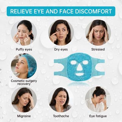 MONEXIA Gel Bead Eye Mask, Hot Cold Therapy Compress, Reusable Ice Pack Face Mask for Eyes, Cooling Mask for Puffiness, Relaxation, Headache Relie