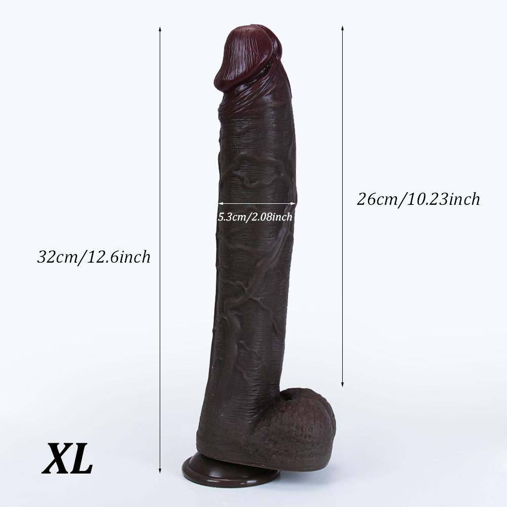 13.18 Inch Realistic Liquid Silicone Dildo with Strong Suction Cup, Soft Flexible Body-Safe Silicone, Waterproof, Discreet Packaging