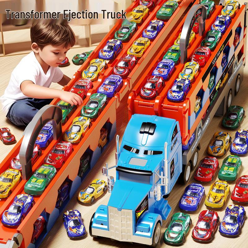 Dual Track Deformable Ejection Truck Toy with Inertial Storage - Large Alloy Container for Kids