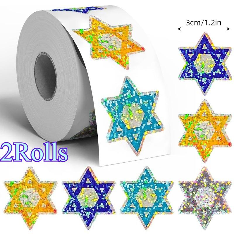 

2Rolls Hexagram Stickers 500Pcs/Roll 4 Color Designs 3cm/1.2in For Party Gift Seal Notebook And Cup Decoration 1300*800*700MM
