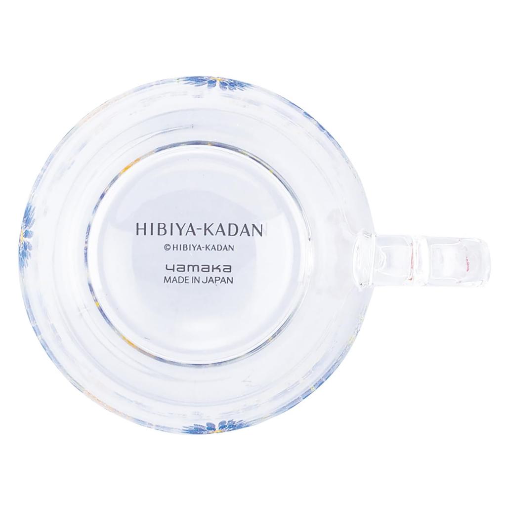Yamaka Shoten X Glass by Hibiya Microwave Day Birthday Made In HIBIYA-KADAN "Flower Language Peacock" Heat-Resistant Mug, 270ml, Diameter Approx.