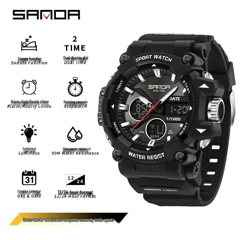Orologio da polso elettronico Sanda per adolescenti, impermeabile, multifunzionale, con sveglia