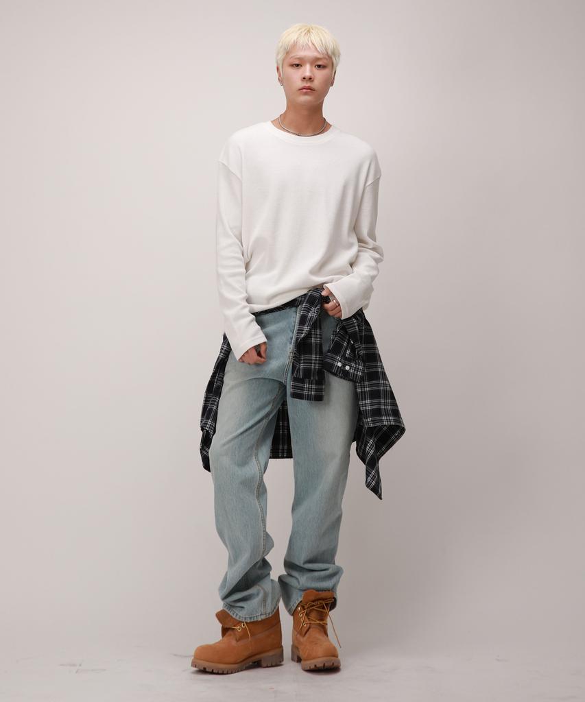 Dibellobeu Basic Waffle Long Sleeve_Ivory
