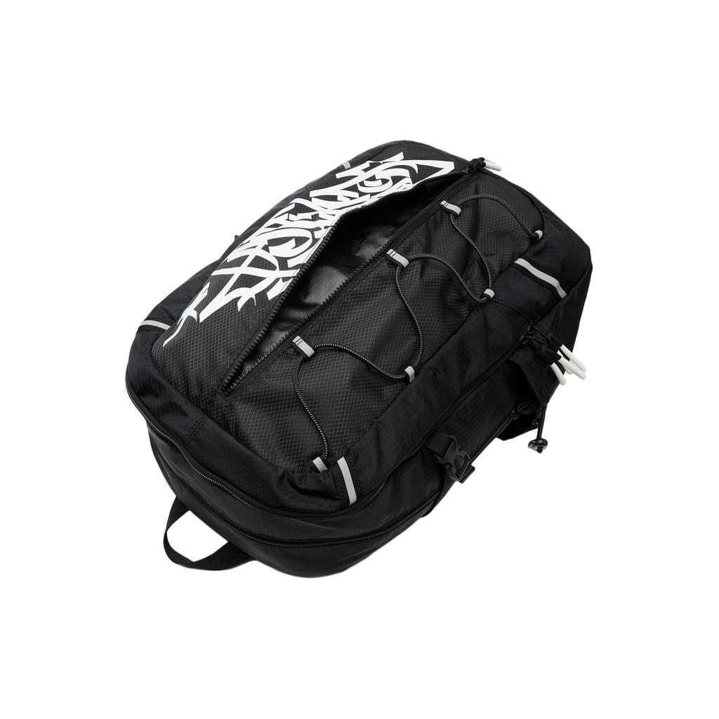 Li Ning Skateboard Series Printed Zipper Closure Nylon Backpack Unisex Backpack Black ABSU059-1