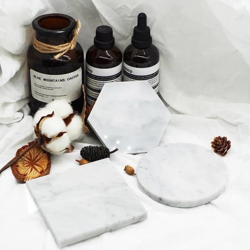 Skandinavische Untersetzer aus Naturmarmor Hitzebeständig Wasserdicht Teeuntersetzer Schmuckfotografie Tisch Gläserhalter