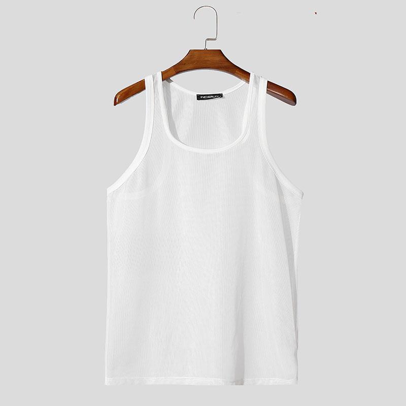 INCERUN Sommer Herren Ärmellos Durchsichtig Mesh Transparent Party Club Tanktops