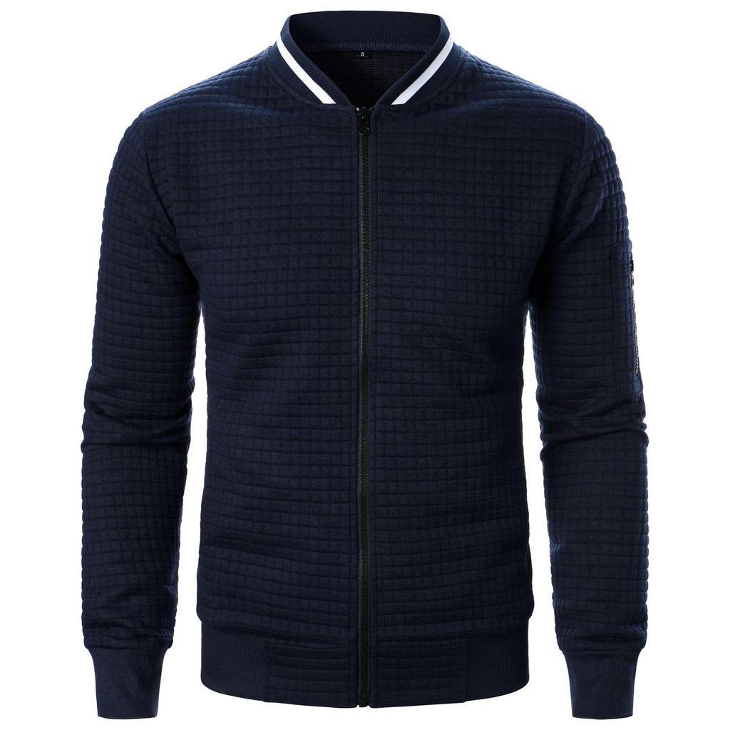 Men's Spring Autumn Baseball Collar Solid Color Jacket Men's Casual Jacket Loose Tops