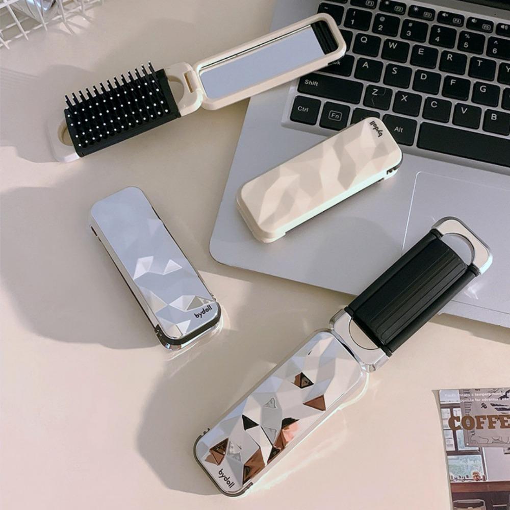 High Cranial Hair Fluffy Air Cushion Comb, Foldable with Small Mirror, Portable for Travel and Daily Commuting
