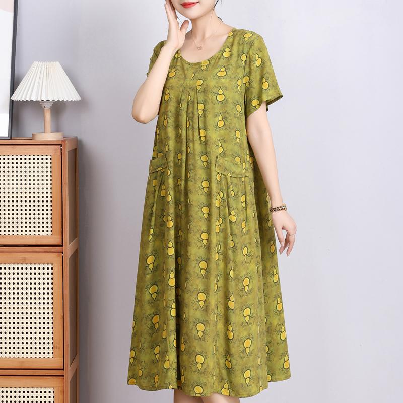 Elegant Woman Summer Dress Casual Loose Short Sleeve Long Dresses Plus Size Woman Clothing