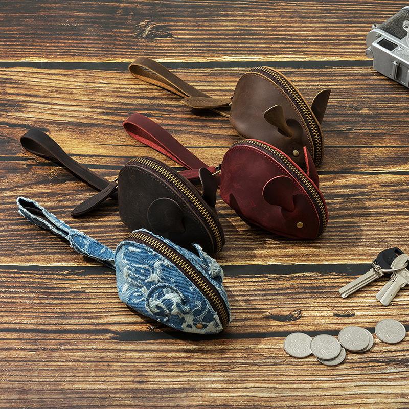 Genuine Leather Coin Purse Cartoon Key Case Multi-functional Hand-held Storage Bag Small Wallet