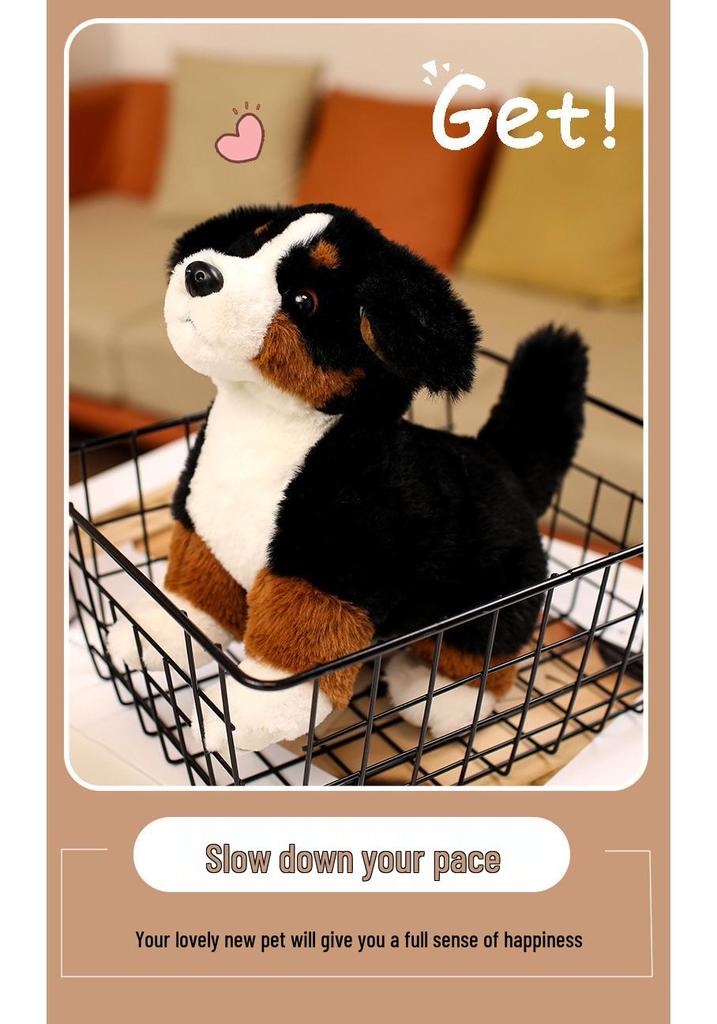 Adorable Bernese Mountain Dog Plush Toy – Realistic Sheepdog Cloth Doll Gift