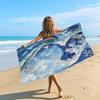 Artistic Sea Wave Beach Towel, Ink Style Ocean Pattern Quick Dry Absorbent, Large Sand Resistant Travel Pool Essentials