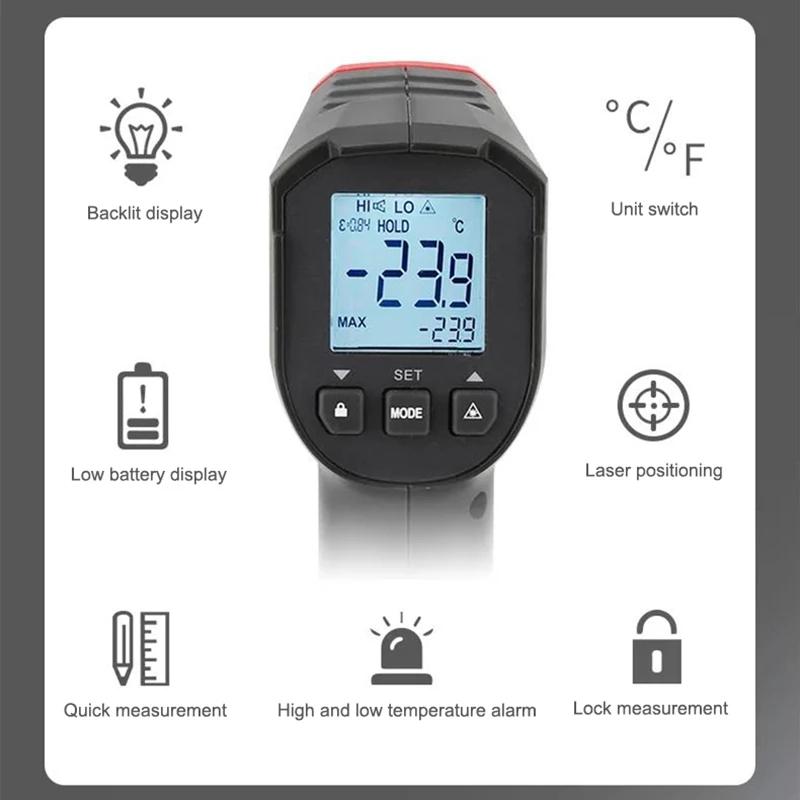 Digital Thermometer UT306S UT306C Non-contact Industrial Laser Temperature Meter
