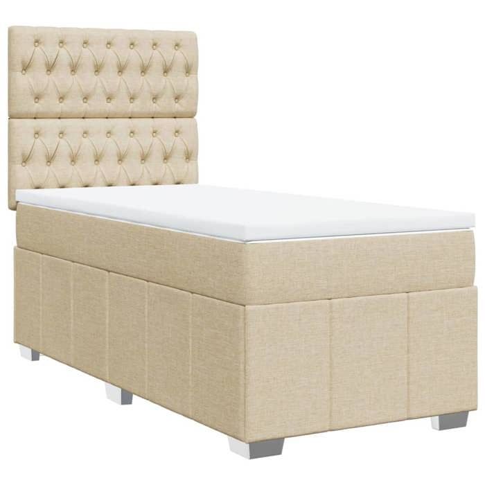 VidaXL Sommier à lattes de lit avec matelas Crème 90x200 cm Tissu, lit, lit à plate-forme, lit à panneaux, meuble de chambre 3293863