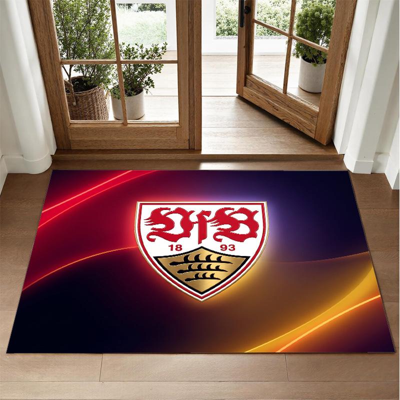 VfB Stuttgart Football Design Crystal Velvet Rug Soft Decorative Mat for Bedroom Entrance