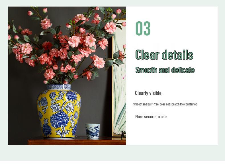Hand-Painted Blue and White Ceramic Vase: Chinese Style Desktop Ornament for Living Room Display