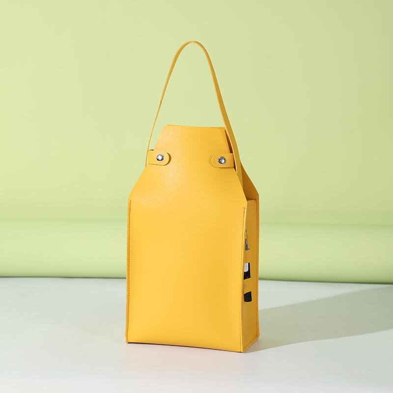 2024 Luxury Pu Leather Red Wine Packing Bag with Handles Reusable Wine Carriers Handbag Gift Champagne Two Bottle Packaging Bag