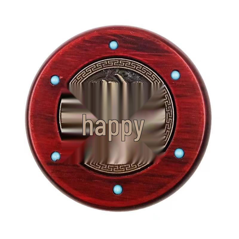 Exquisitely Carved Rosewood Hand Piece with Eight Directions & Double-sided Copper Inlay
