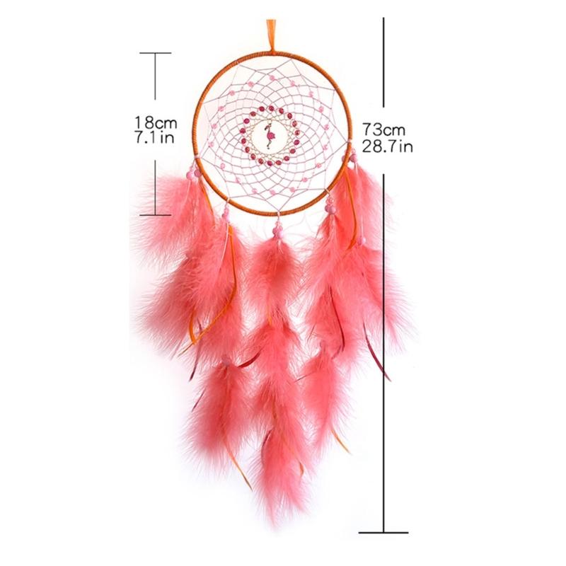 Feder-Traumfänger Bastelanhänger mit Flamingo-Charm für Heimdekorationen und Hochzeitsfeier-Wandbehang-Ornament