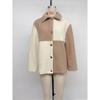 2025 New Autumn Winter Women's Thickened Color Block Single Breasted Lapel Casual Coat for Europe and America