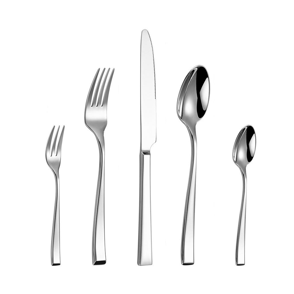 Tableware set 304 stainless steel square handle thickened restaurant hotel household high-end knife fork spoon set