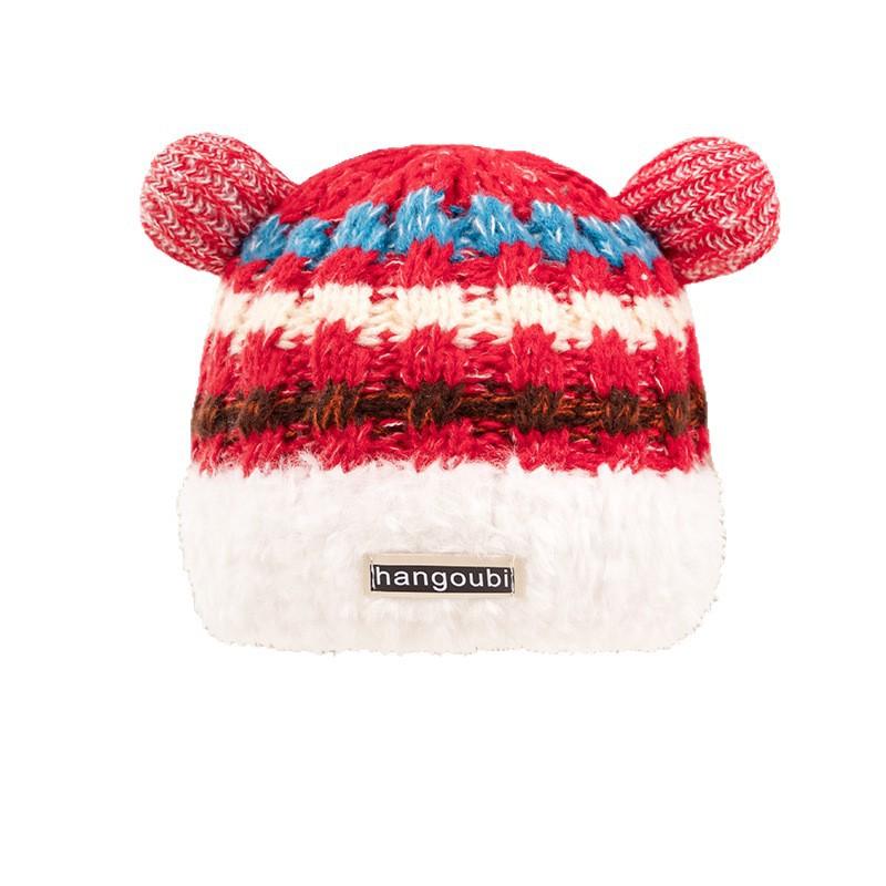 New Cartoon Christmas Wind Age-reducing Striped Knitted Hat Winter Thermal Hat Japanese Dopamine Versatile Wool Hat Women
