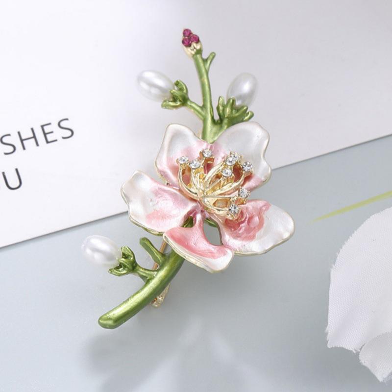Элегантная булавка-брошь в китайском стиле с жемчугом розовый