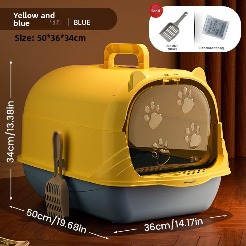 

Pet Products Fully Enclosed Cat Litter Box Anti-splashing Oversized Cat Toilet UV Sterilization oversized space