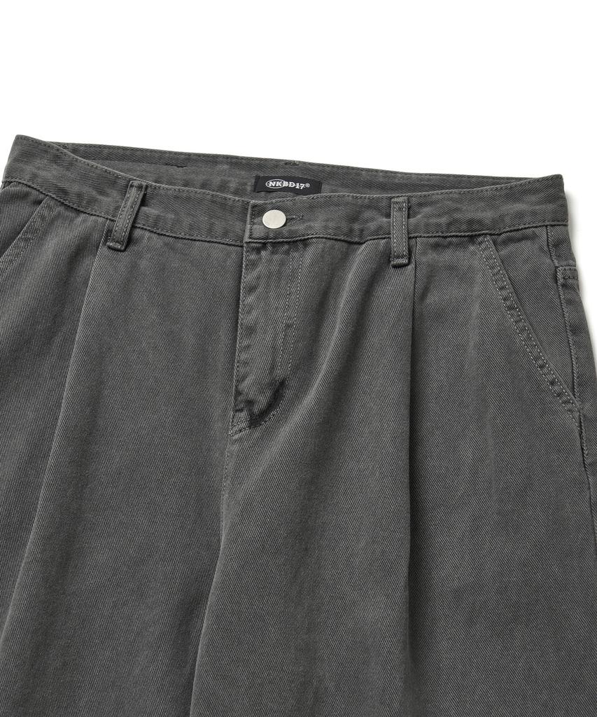 NAKEDBLOOD E.R Solid Wash Wide Denim Pants Grey