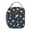 Cartoon Astronauts Riding Rocket Pattern Insulated Lunch Bag for Women Kids Leakproof Food Boxes Thermal Lunch Box Tote