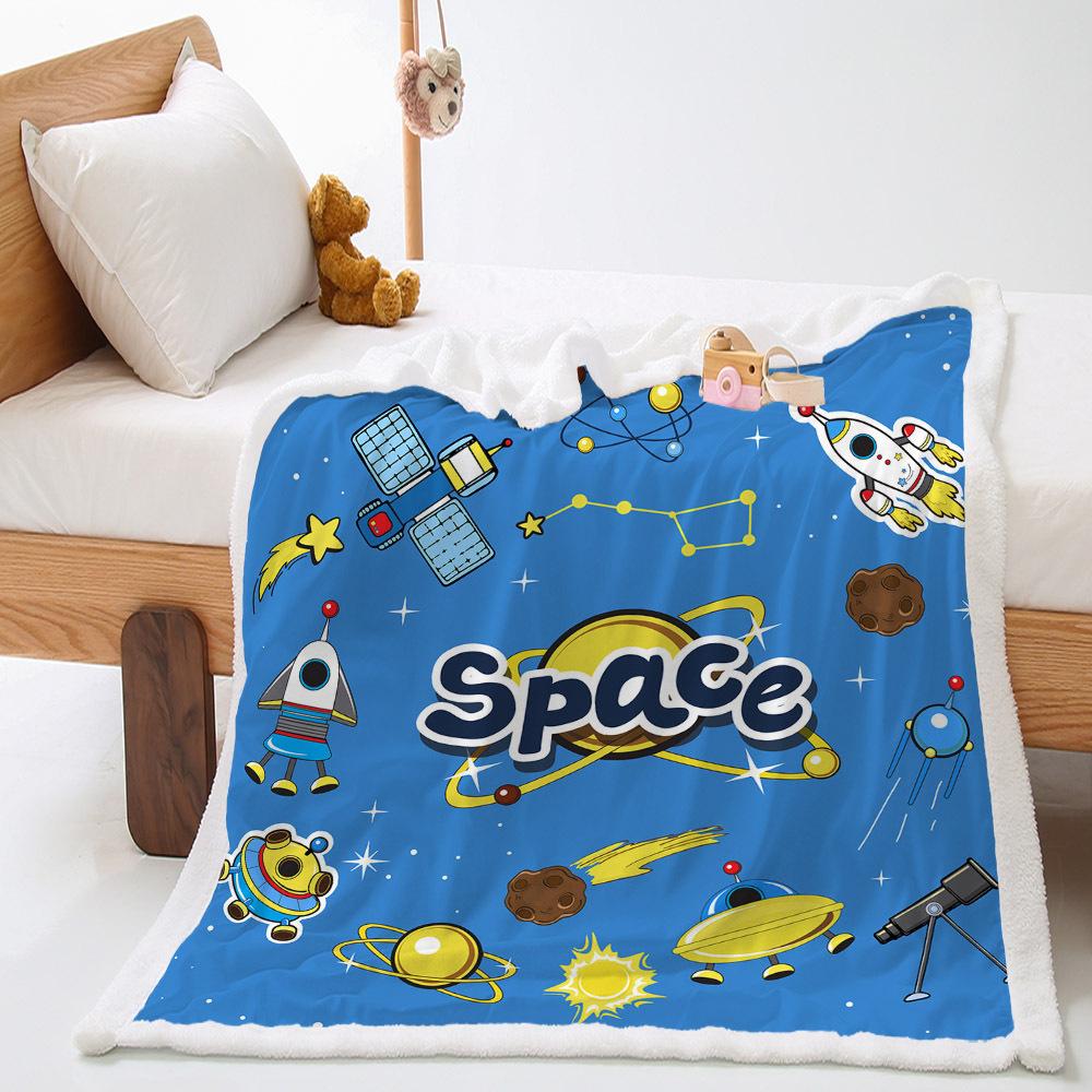Car Moon Planet Thickened Lamb Fleece Crystal Fleece Blanket Cover Blanket